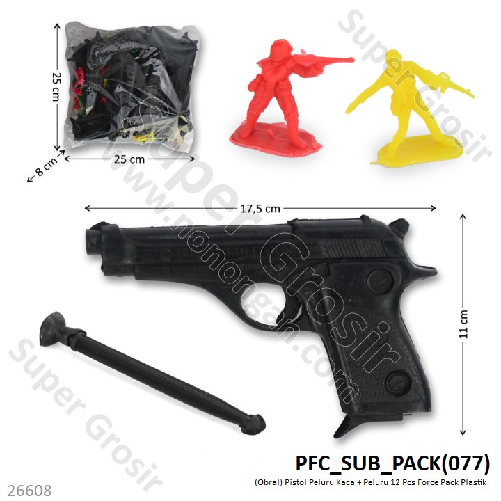 Pistol Peluru Kaca Set Tentara + Peluru 12 Pcs Pack Plastik