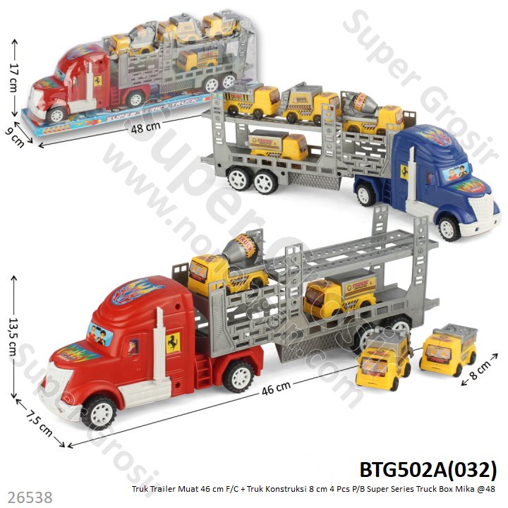 Truk Trailer Muat 46 cm F/C Muat Truk Konstruksi 4 Pcs P/B 8 cm Super Series Truck Box Mika @48