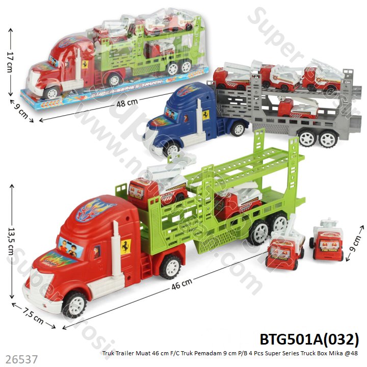 Truk Trailer Muat F/C 46 cm Muat Truk Damkar 4 Pcs P/B 9 cm Super Series Truck Box Mika @48