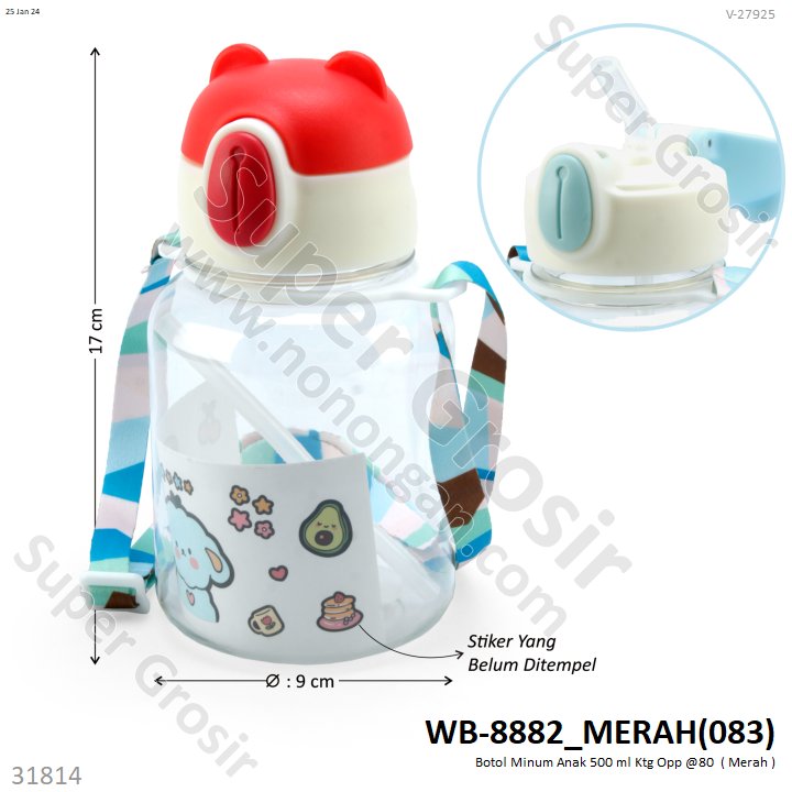 Botol Minum Anak Tutup Kepala Beruang 500 ml Ktg Opp @80