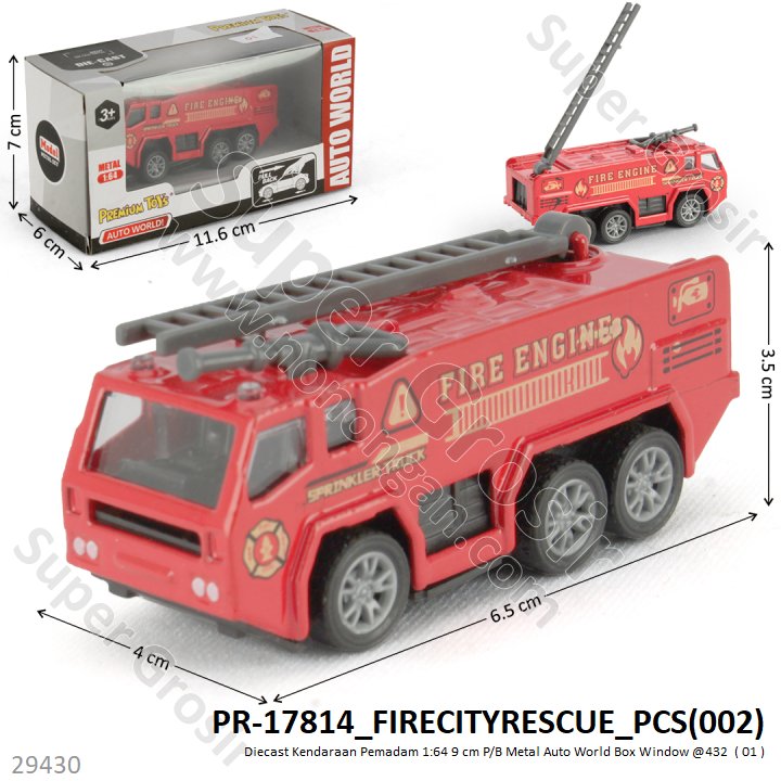 Diecast Mobil Skala Hot Wheels 1:64 Kendaraan Damkar P/B 9 cm Metal Auto World Box Window @432