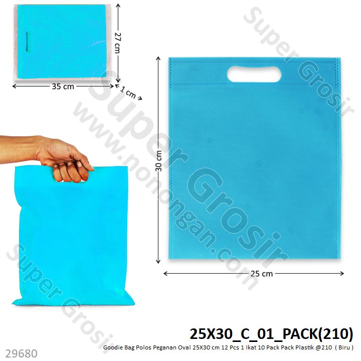 Goodie Bag Polos Pegangan Oval 25X30 cm 12 Pcs 1 Ikat 10 Pack Pack Plastik @210
