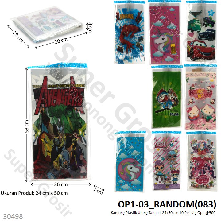 Kantong Plastik Ulang Tahun L 24x50 cm 10 Pcs Ktg Opp @500