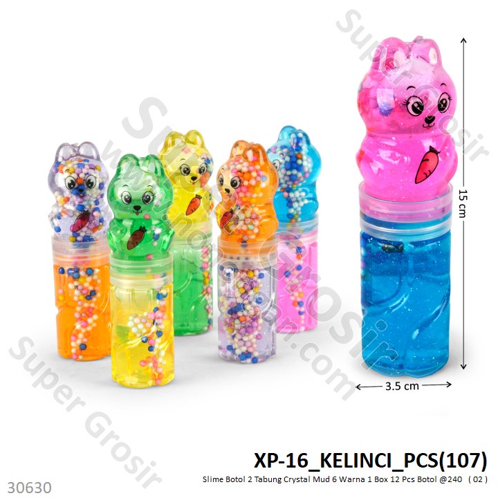 Slime Botol 2 Tabung Crystal Mud 6 Warna 1 Box 12 Pcs Botol @240