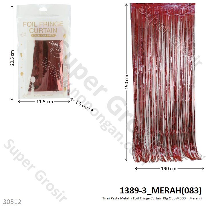 Tirai Pesta Metalik Foil Fringe Curtain Ktg Opp @300