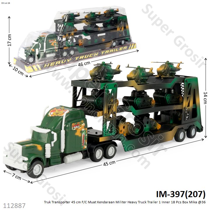Truk Trailer Muat 45 cm F/C Muat Kendaraan Militer Heavy Truck Trailer 1 Inner 18 Pcs Box Mika @36