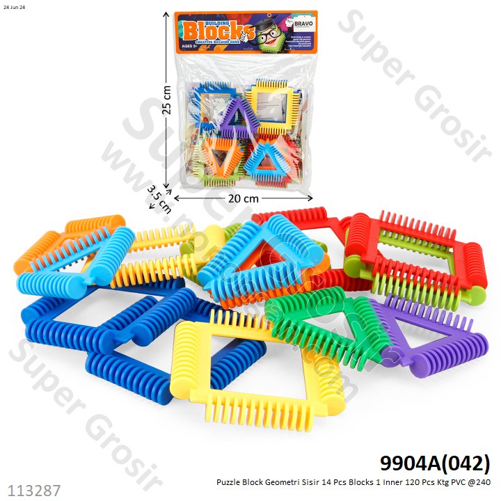 Puzzle Block Geometri Sisir 14 Pcs Blocks 1 Inner 120 Pcs Ktg PVC @240