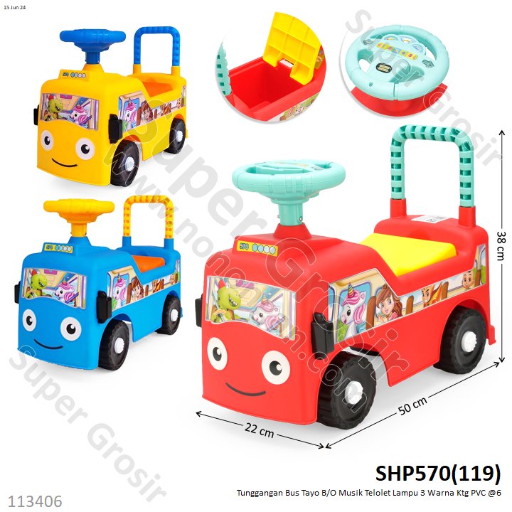 Tunggangan Bus Tayo B/O Musik Telolet Lampu 3 Warna Ktg PVC @6