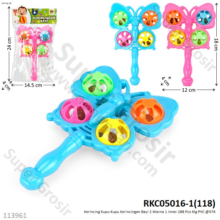 Kerincing Kupu-Kupu Bayi 1 Inner 288 Pcs Ktg PVC @576