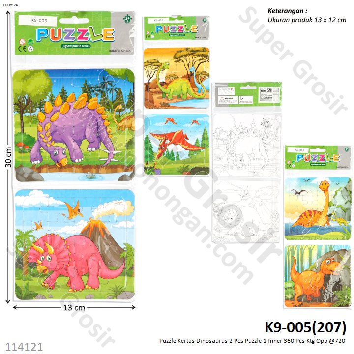 Puzzle Kertas Dinosaurus 2 Pcs Puzzle 1 Inner 360 Pcs Ktg Opp @720