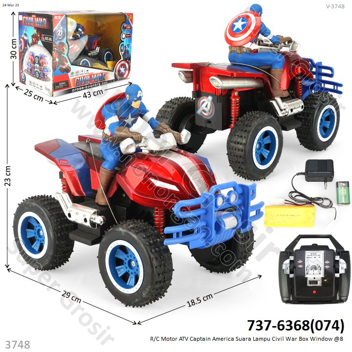 R/C Motor ATV Captain America Suara Lampu Civil War Box Window @8
