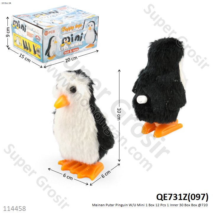 Mainan Putar Pinguin W/U Mini Less Animal 1 Box 12 Pcs 1 Inner 360 Pcs Loose Pack @720