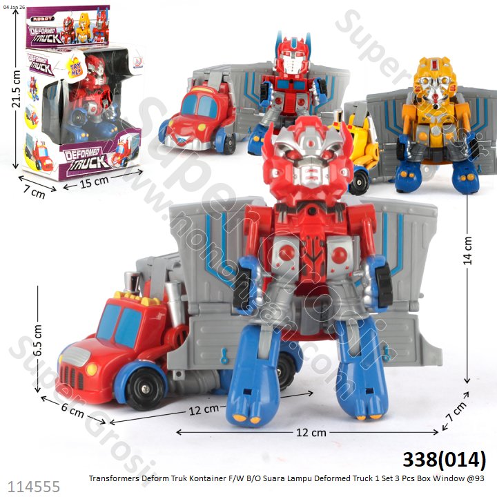Transformers Deform Truk Kontainer F/W B/O Suara Lampu Deformed Truck 1 Set 3 Pcs Box Window @93