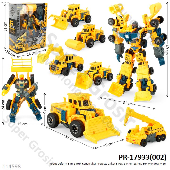 Robot Deform 6 In 1 Truk Konstruksi Projects 1 Ikat 6 Pcs 1 Inner 18 Pcs Box Window @36
