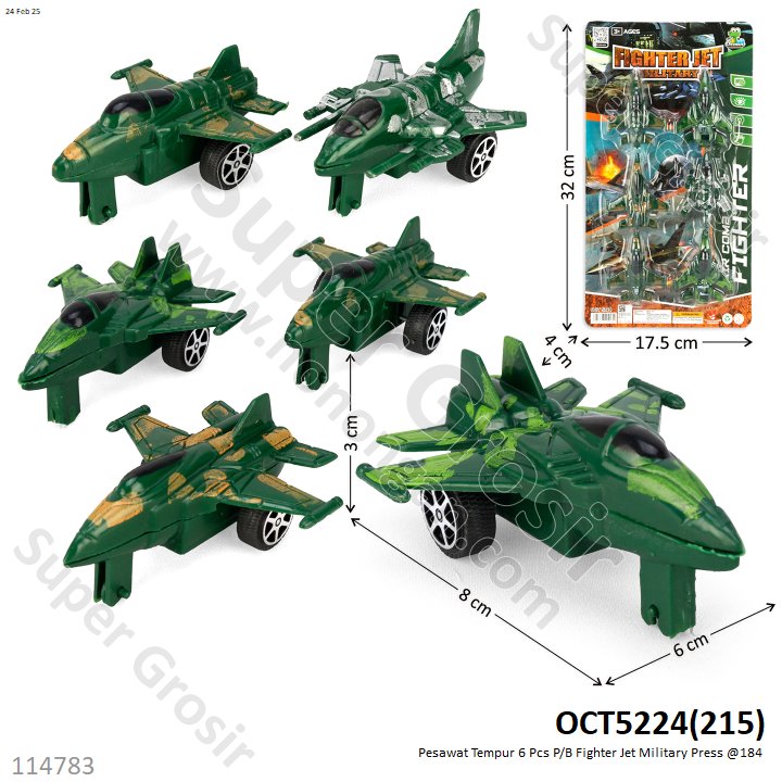 Pesawat Tempur 6 Pcs P/B Fighter Jet Military Press @184
