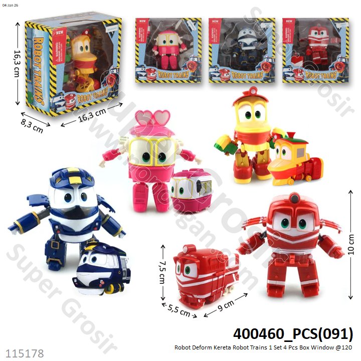 Robot Deform Kereta Robot Trains 1 Set 4 Pcs Box Window @120