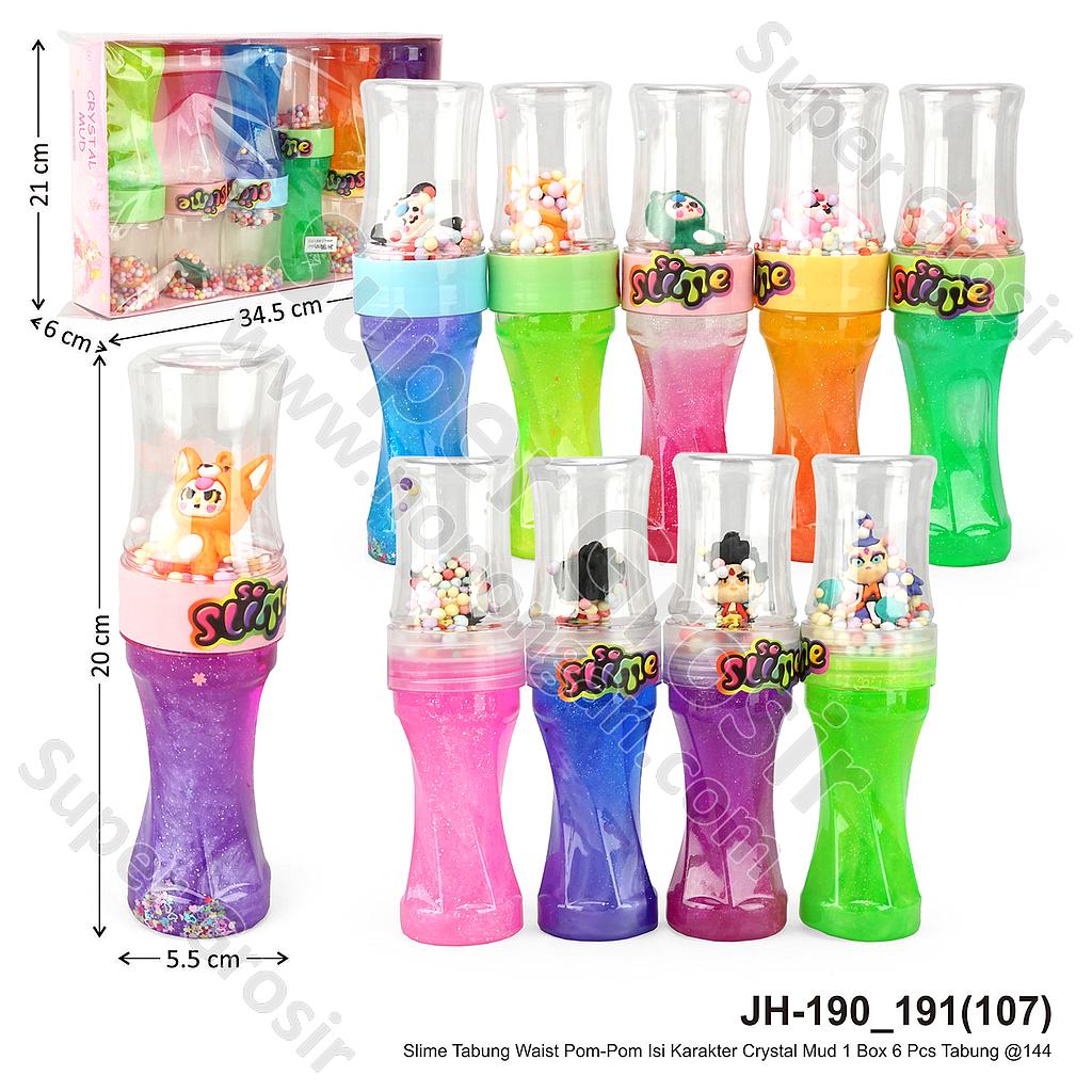 Slime Tabung Waist Pom-Pom Isi Karakter Crystal Mud 1 Box 6 Pcs Tabung @144