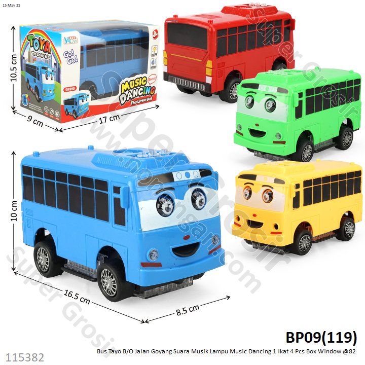 Bus Tayo B/O Jalan Goyang Suara Musik Lampu Music Dancing 1 Ikat 4 Pcs Box Window @82