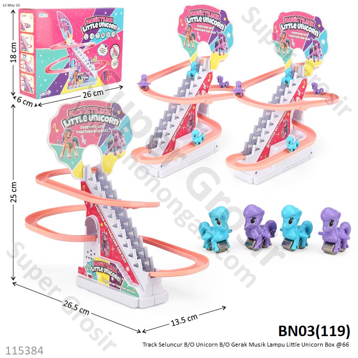 Track Seluncur B/O Unicorn B/O Gerak Musik Lampu Little Unicorn Box @66