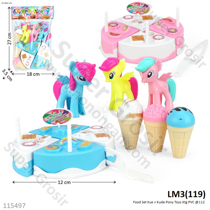 Food Set Kue + Kuda Pony Toys Ktg PVC @112