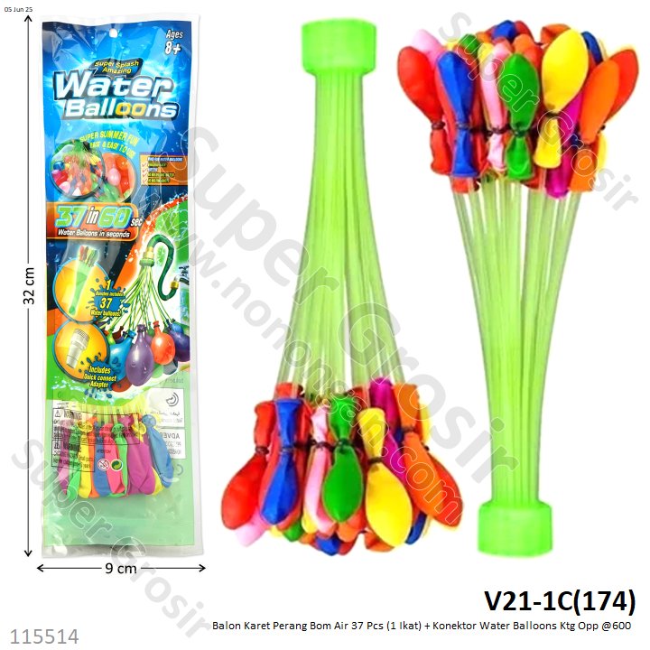 Balon Karet Perang Bom Air 37 Pcs (1 Ikat) + Konektor Water Balloons Ktg Opp @600 