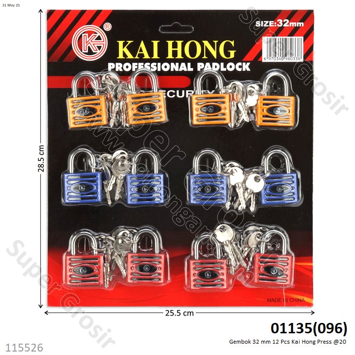 Gembok 32 mm 12 Pcs Kai Hong Press @20