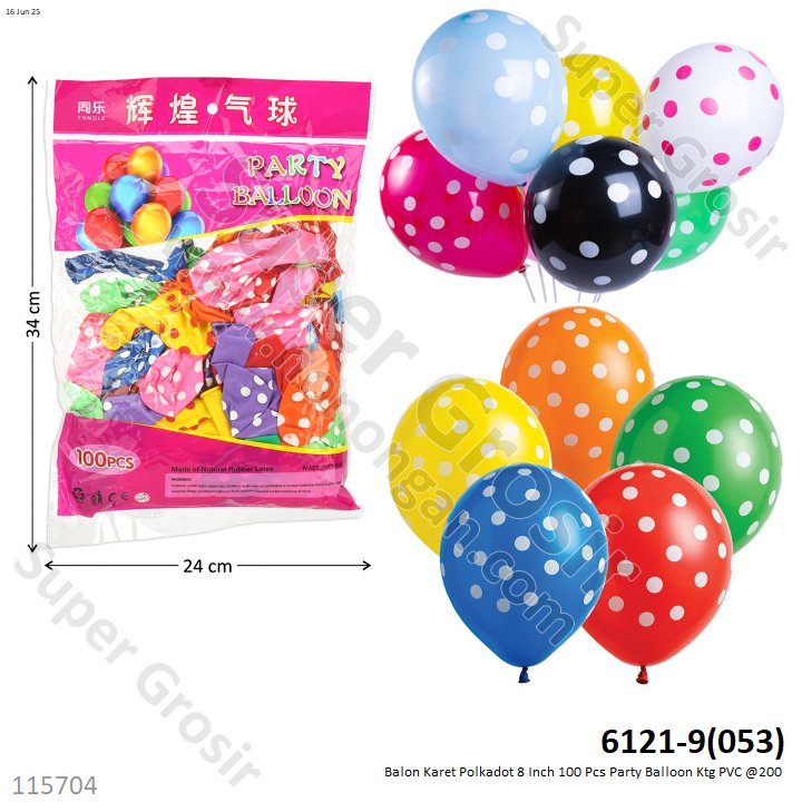 Balon Karet Polkadot 8 Inch 100 Pcs Party Balloon Ktg PVC @200