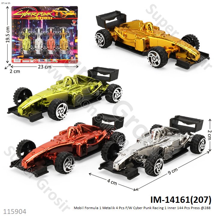 Mobil Formula 1 4 Pcs Metalik F/W Cyber Punk Racing 1 Inner 144 Pcs Press @288