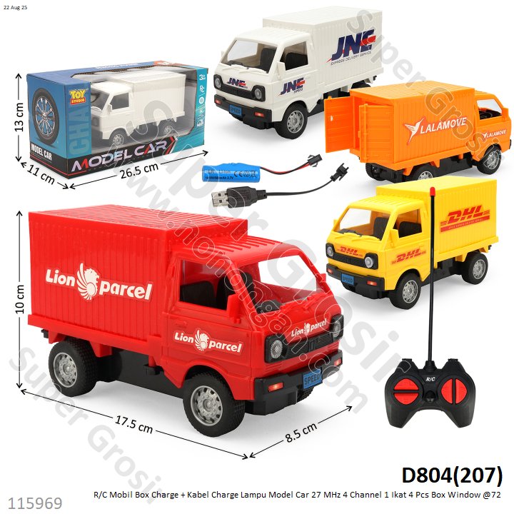 R/C Mobil Box Charge + Kabel Charge Lampu Model Car 27 MHz 4 Channel 1 Ikat 4 Pcs Box Window @72