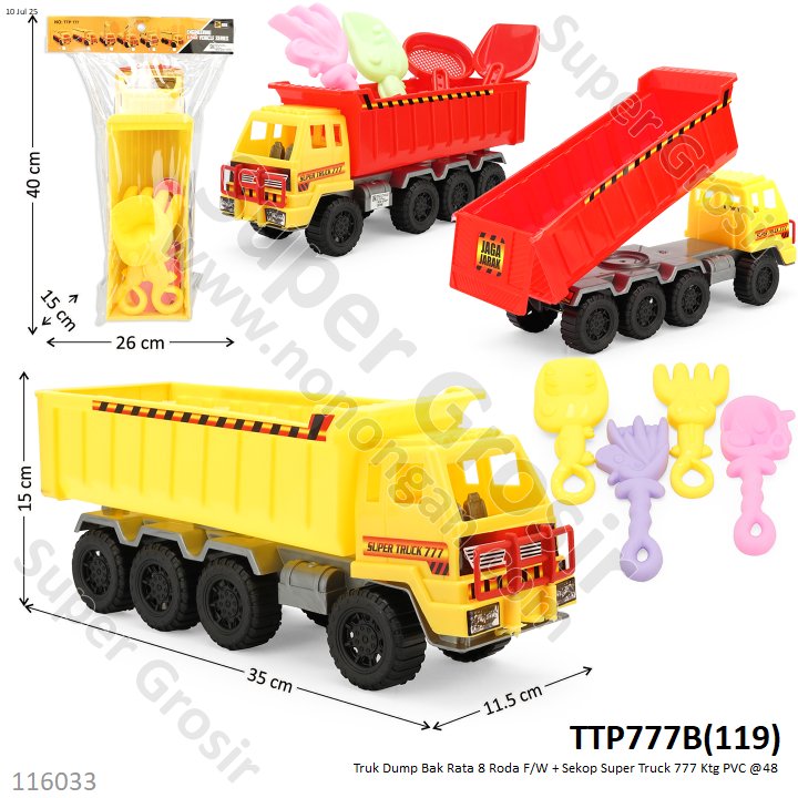 Truk Dump Bak Rata 8 Roda F/W + Sekop Super Truck 777 Ktg PVC @48