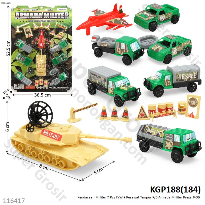 Kendaraan Militer 7 Pcs F/W + Pesawat Tempur P/B Armada Militer Press @36