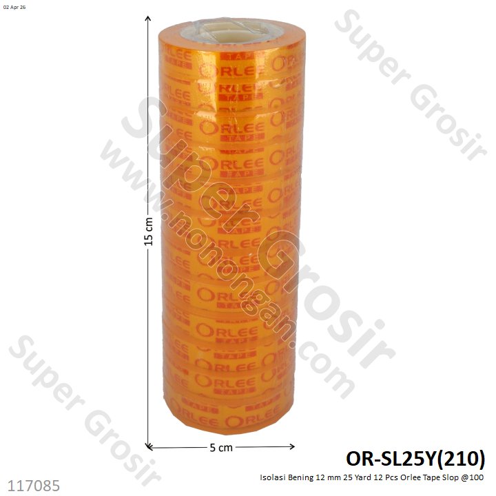 Isolasi Bening 12 mm 25 Yard 12 Pcs Orlee Tape Slop @100