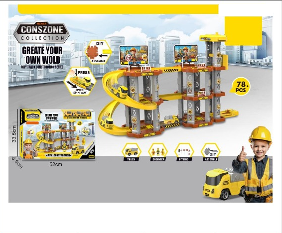 Parking Lot Track Konstruksi Truk 3 Pcs F/W City Construction Box @24