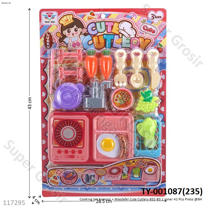 Cooking Set Kompor + Wastafel Cute Cutlery 832-83 1 Inner 42 Pcs Press @84