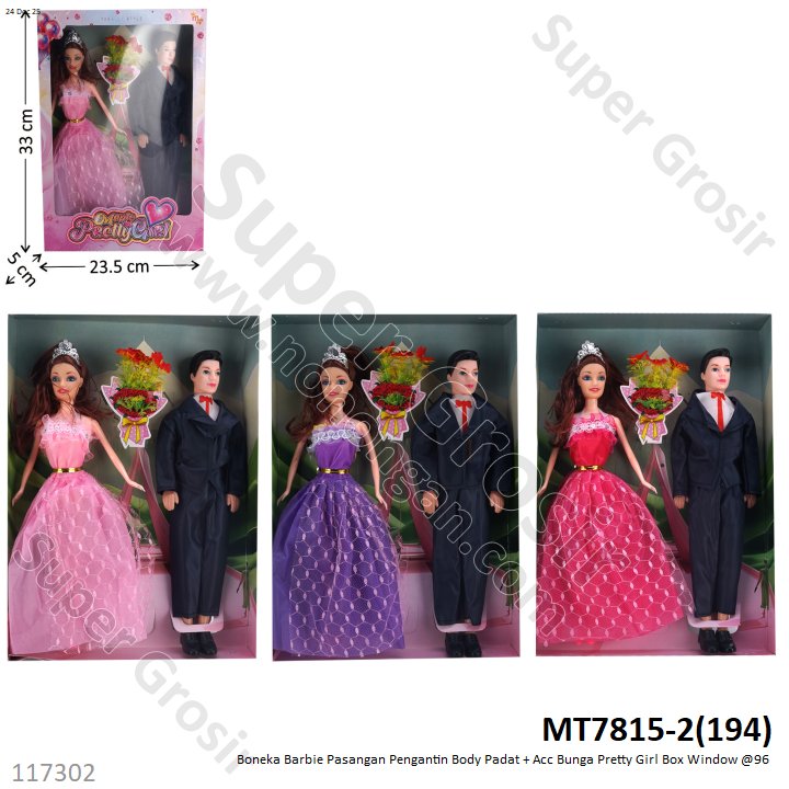 Boneka Barbie Pasangan Pengantin Body Padat + Acc Bunga Pretty Girl Box Window @96