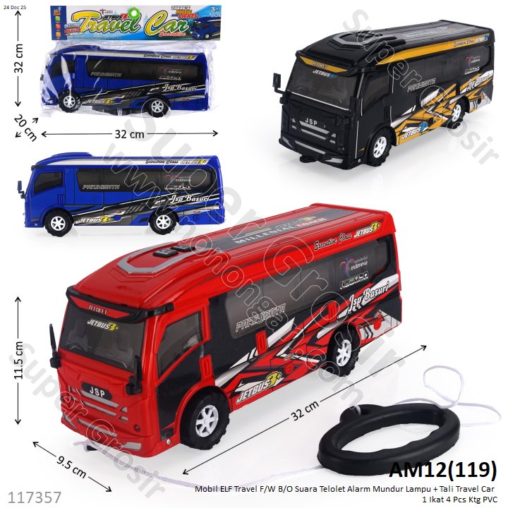 Mobil ELF Travel F/W B/O Suara Telolet Alarm Mundur Lampu + Tali Travel Car 
 1 Ikat 4 Pcs Ktg PVC @39