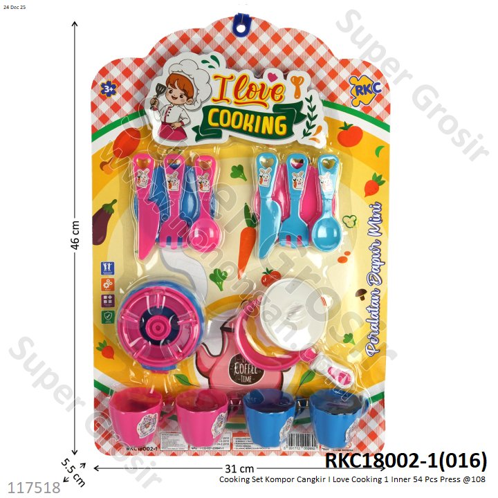 Cooking Set Kompor Cangkir I Love Cooking 1 Inner 54 Pcs Press @108