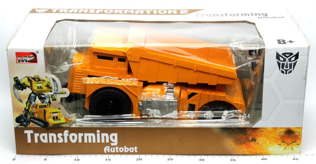 R/C Truk Konstruksi Dump Deform Charge + Charger Peluncur Peluru Kaca Suara Lampu 1:14 Transforming Autobot 4.5 Ghz 6 Channel Box Window @