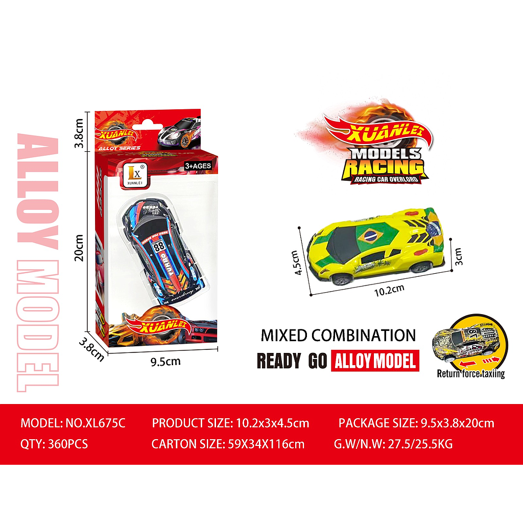 Diecast Mobil Lamborghini Bendera Negara 10 cm P/B Xuanlei XL675C Box Window @360
