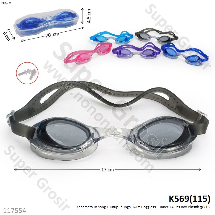 Kacamata Renang + Tutup Telinga Swim Goggless 1 Inner 24 Pcs Box Plastik @216