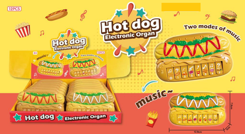 Piano Hotdog B/O Suara Musik Hot Dog Electronic Organ 1 Box 12 Pcs Loose Pack @216
