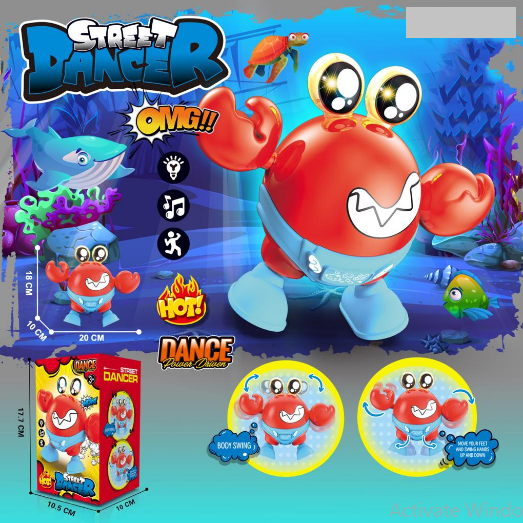 Robot Dance Kepiting B/O Musik Lampu Street Dancer Box @96