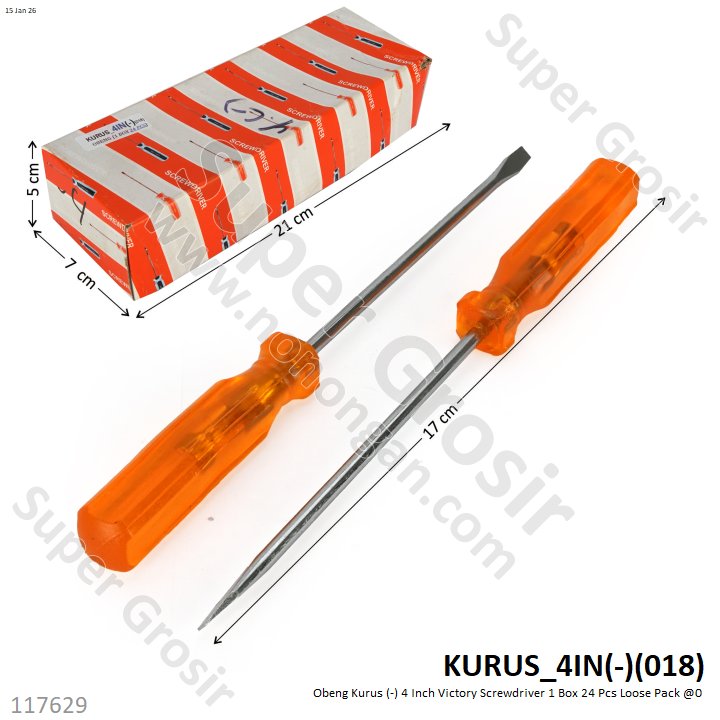 Obeng Kurus (-) 4 Inch Victory Screwdriver 1 Box 24 Pcs Loose Pack @0