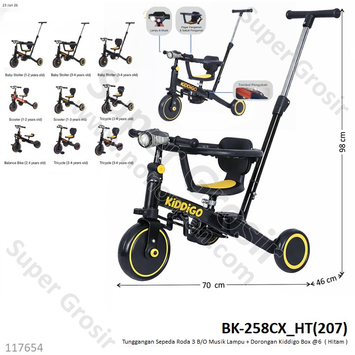 Tunggangan Sepeda Roda 3 B/O Musik Lampu + Dorongan Kiddigo Box @6
