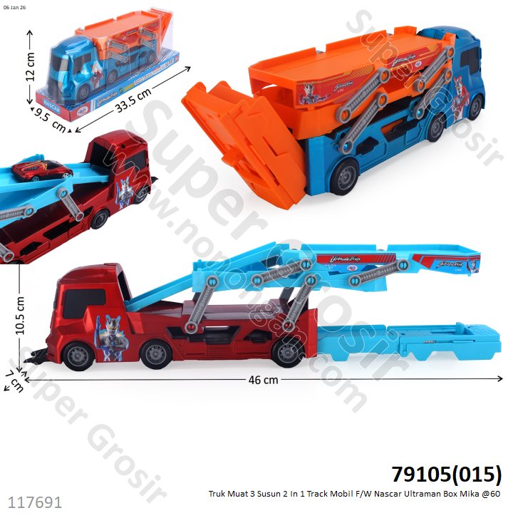 Truk Muat 3 Susun 2 In 1 Track Mobil F/W Nascar Ultraman Box Mika @60