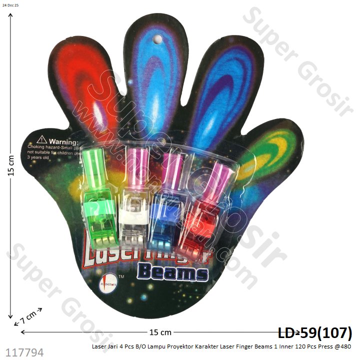 Laser Jari 4 Pcs B/O Lampu Proyektor Karakter Laser Finger Beams 1 Inner 120 Pcs Press @480