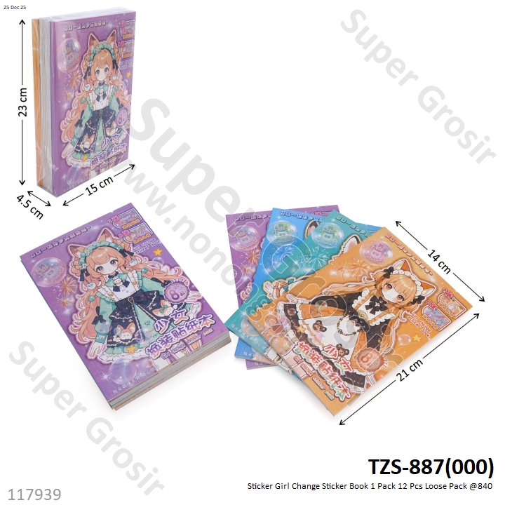 Sticker Girl Change Sticker Book 1 Pack 12 Pcs Loose Pack @840