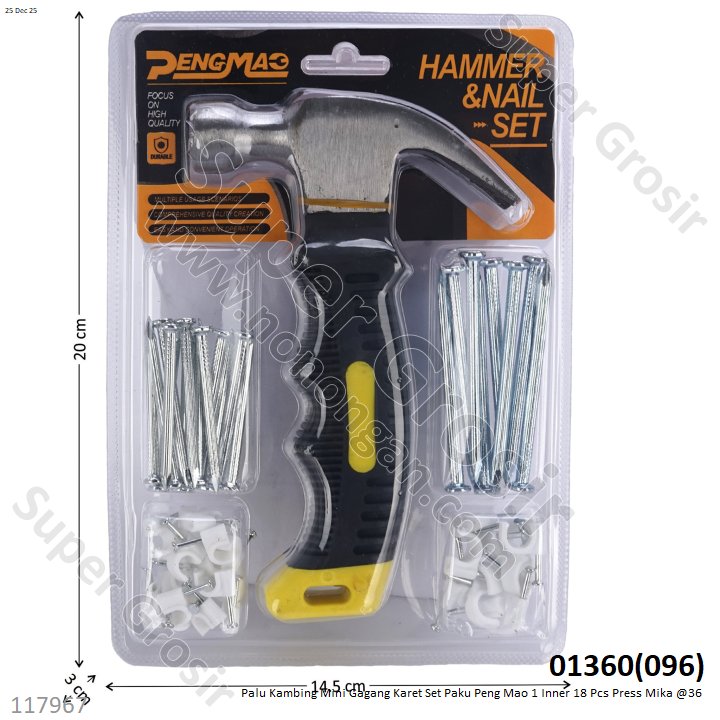 Palu Kambing Mini Gagang Karet Set Paku Peng Mao 1 Inner 18 Pcs Press Mika @36