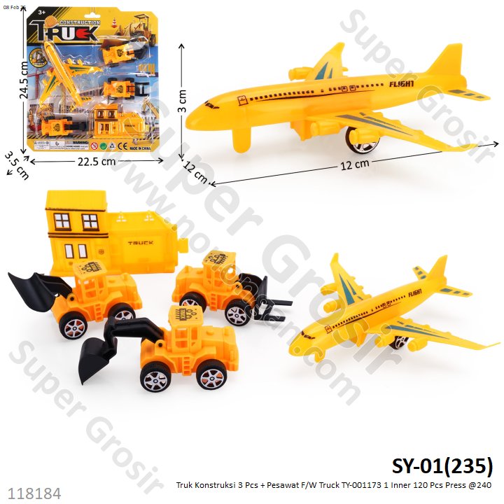 Truk Konstruksi 3 Pcs + Pesawat F/W Truck TY-001173 1 Inner 120 Pcs Press @240