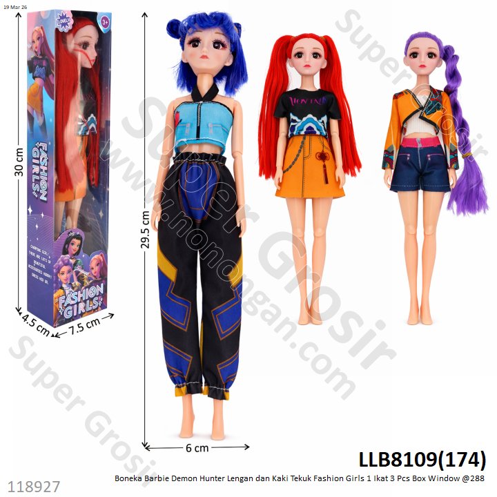 Boneka Barbie Demon Hunter Lengan dan Kaki Tekuk Fashion Girls 1 Ikat 3 Pcs Box Window @288